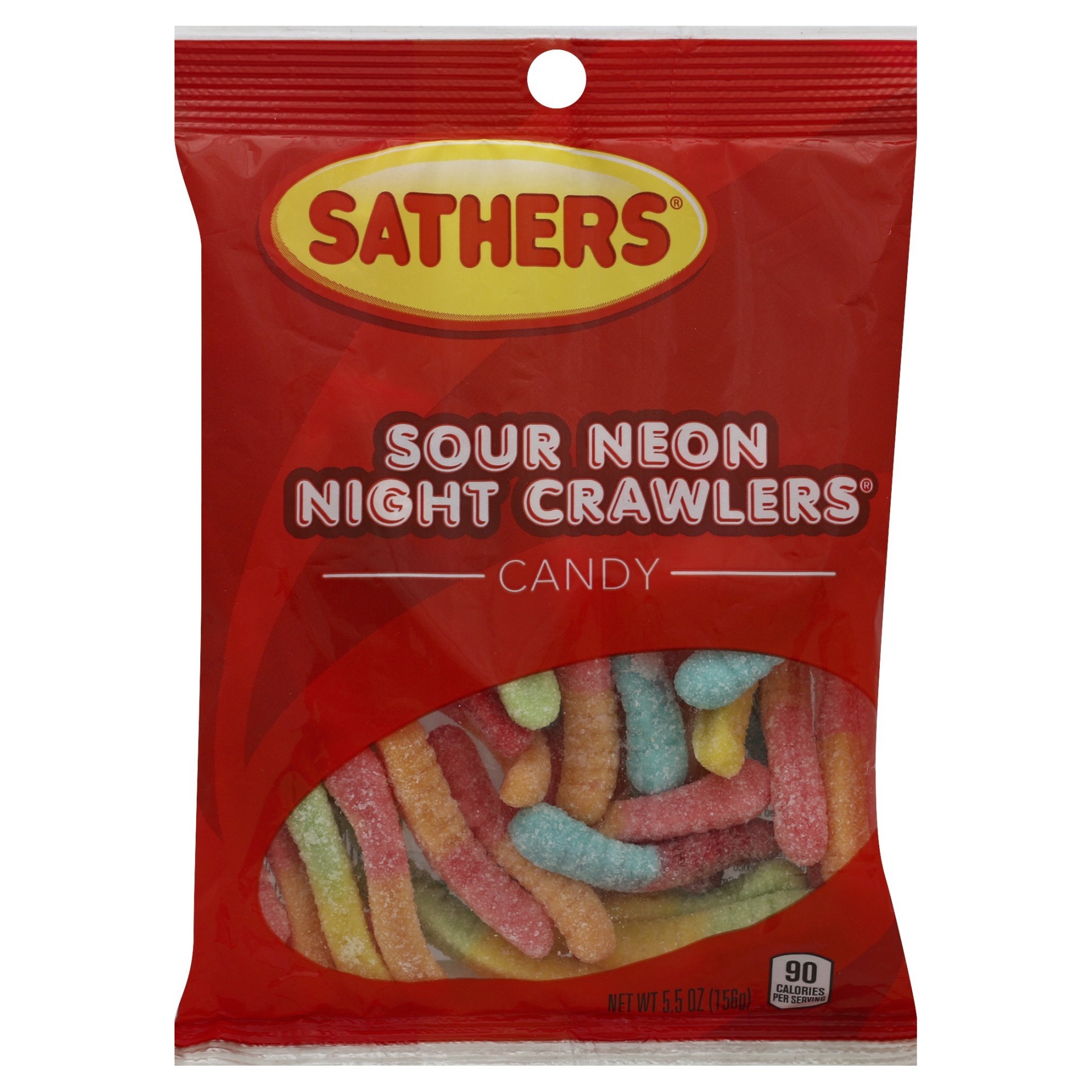 slide 1 of 2, Sathers Candy, Neon Night Crawlers, Sour, 5.5 oz