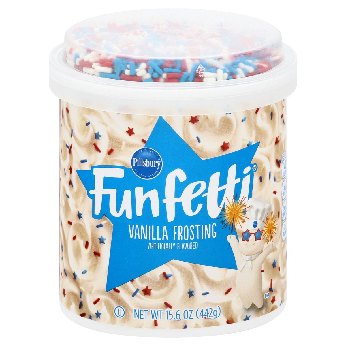 slide 1 of 1, Pillsbury Funfetti Vanilla Frosting 15.6 oz, 15.6 oz