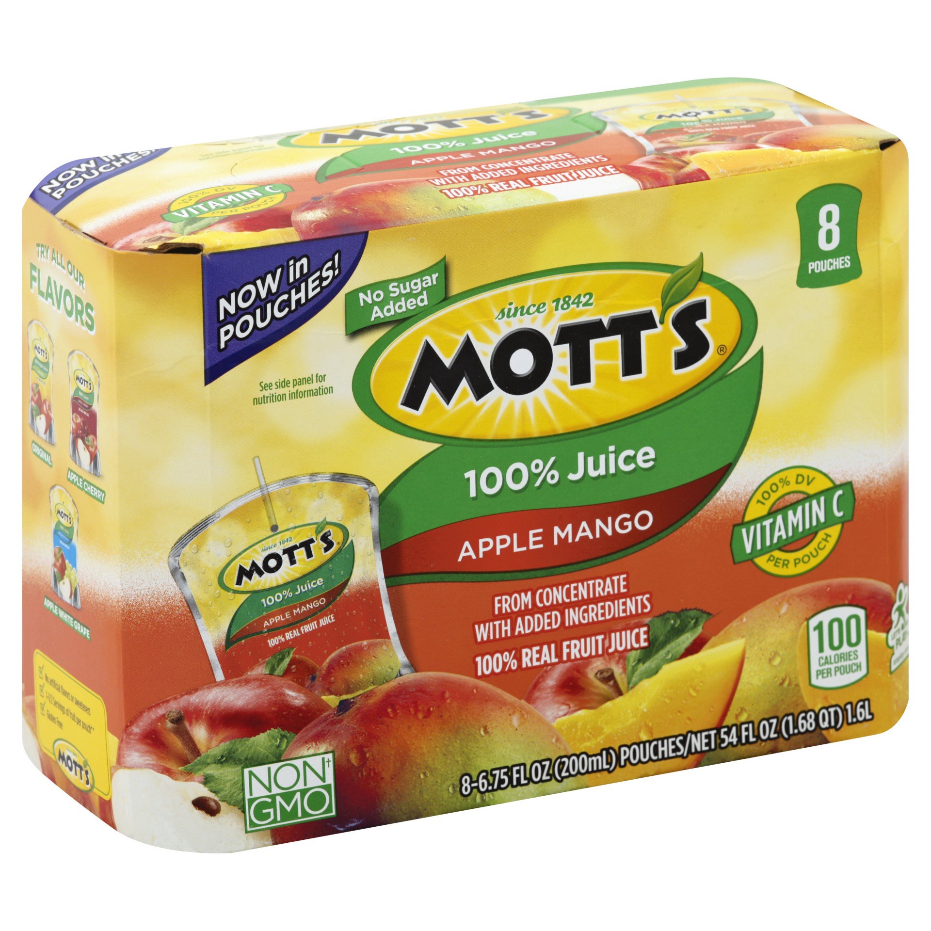 slide 1 of 6, Mott's 100% Apple Cherry Juice Pouches, 8 ct; 6.75 fl oz