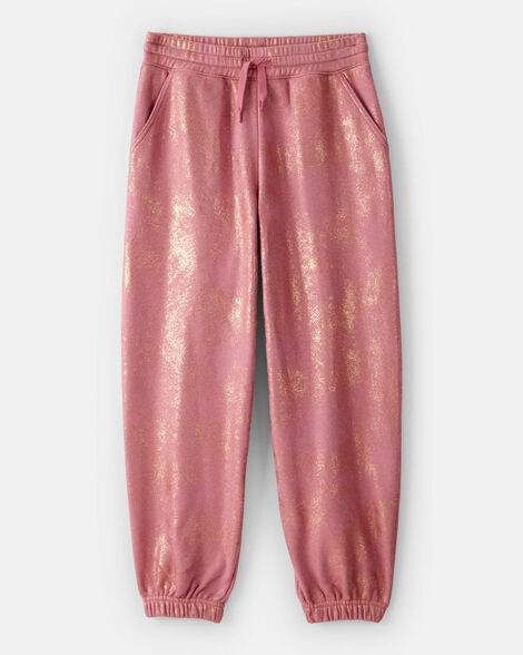 slide 1 of 3, Oshkosh Girls DayDream Fleece Metallic Knit Drawstring Joggers - Pink Blush 14, 1 ct