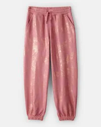 Oshkosh Girls DayDream Fleece Metallic Knit Drawstring Joggers - Pink Blush 14