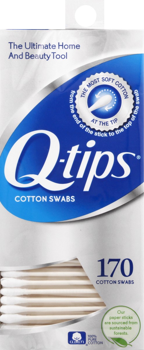 slide 1 of 9, Q-Tips Cotton Swabs, 170 Count, 170 ct