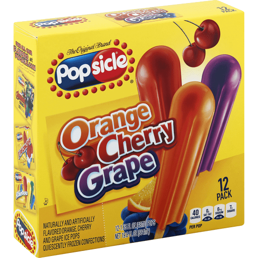 slide 2 of 2, Popsicle Orange Cherry Grape Ice Pops Variety Pack, 20 ct