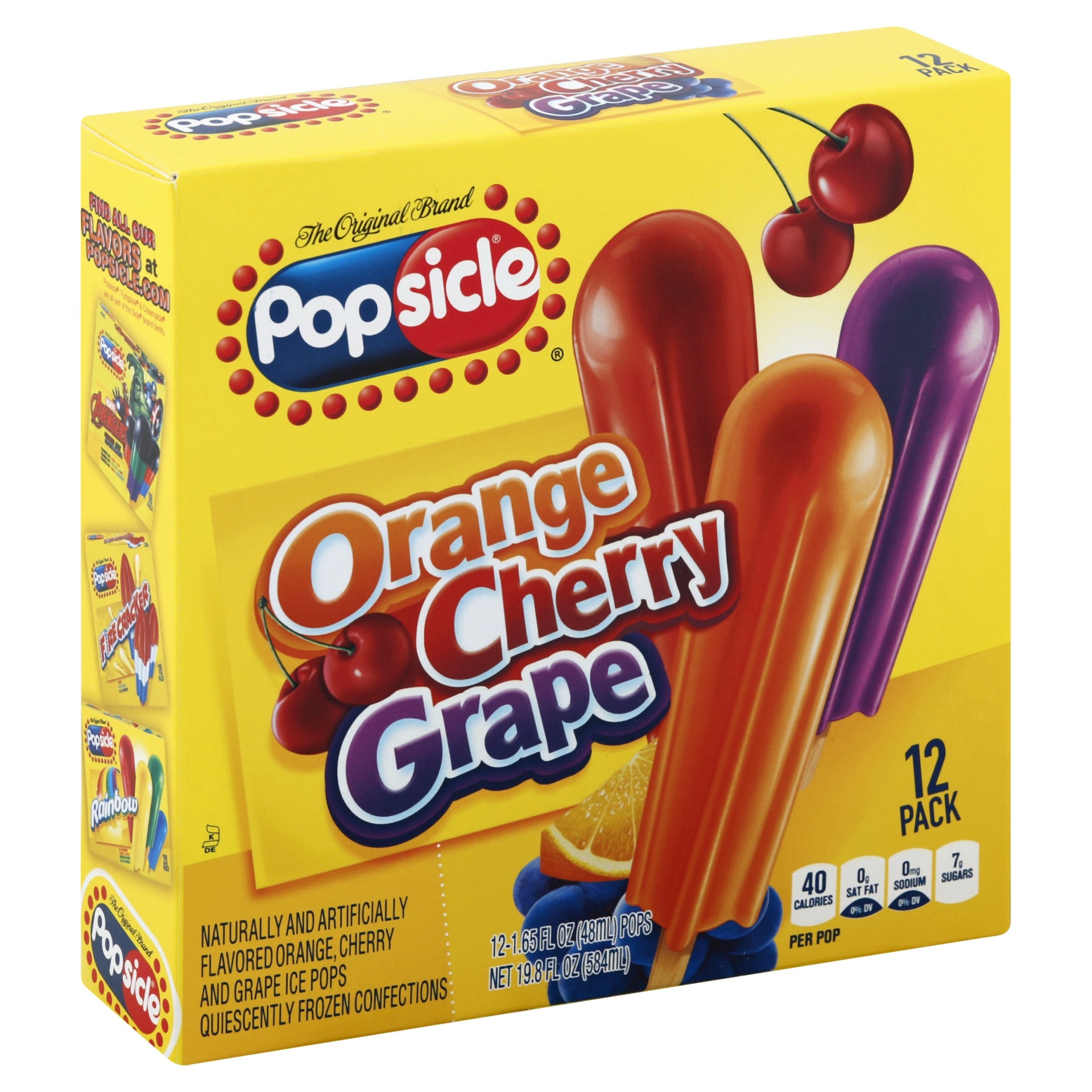 slide 1 of 2, Popsicle Orange Cherry Grape Ice Pops Variety Pack, 20 ct