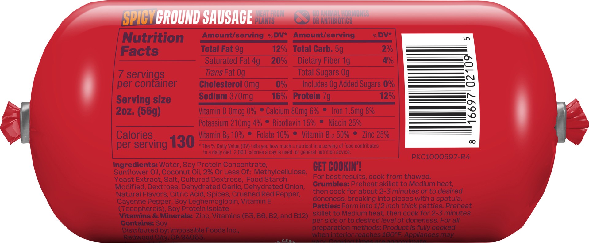 slide 3 of 9, Impossible Spicy Ground Sausage Meat From Plants, 14 oz, 14 oz