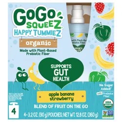 GoGo squeeZ Happy Tummiez, Apple Banana Strawberry 4ct
