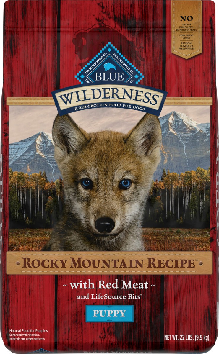 slide 3 of 13, Blue Buffalo Wilderness Rocky Mountain Recipe High Protein, Natural Puppy Dry Dog Food, Red Meat 22-lb, 22 lb