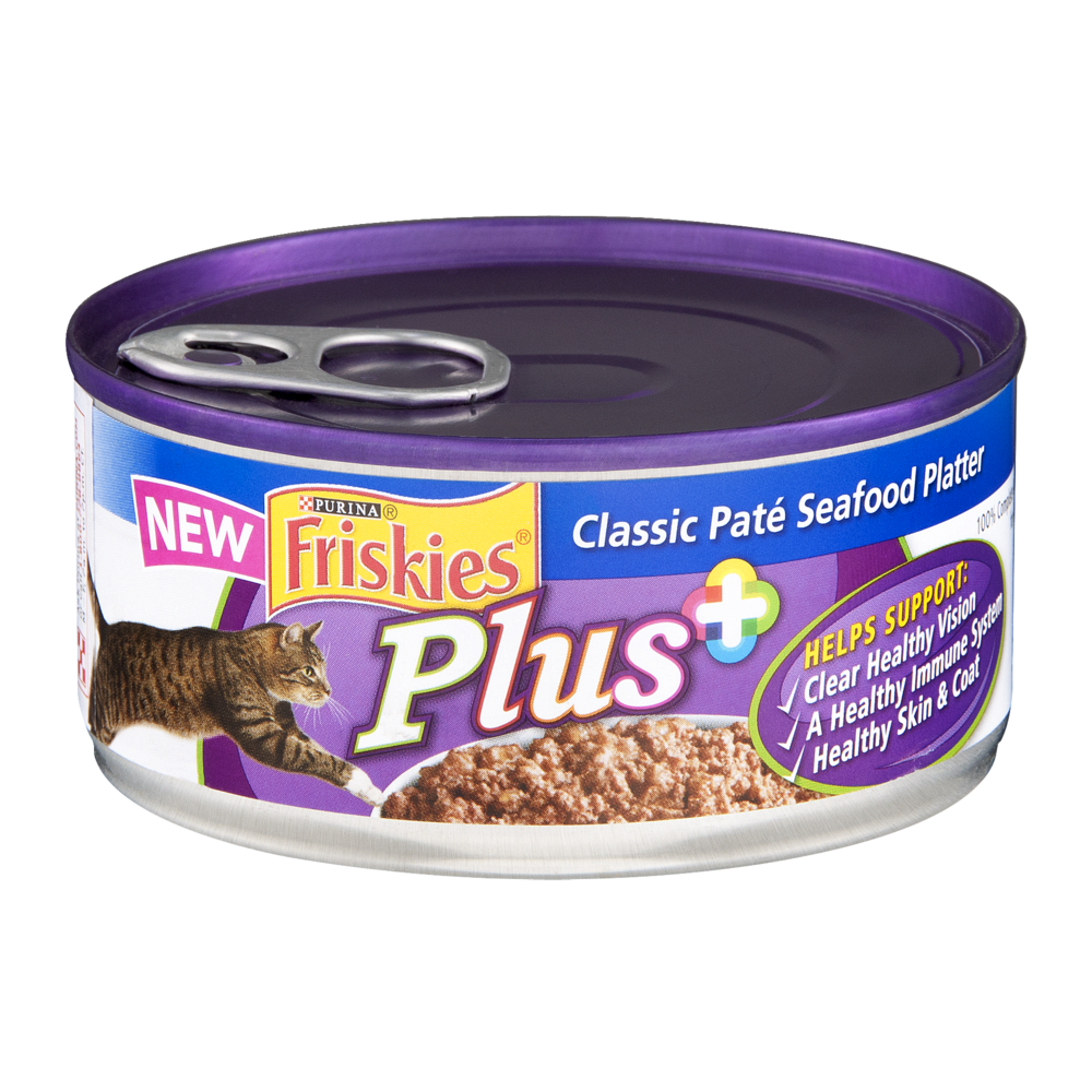 Purina Friskies Plus Classic Pate Seafood Platter Cat Food 5.5 oz