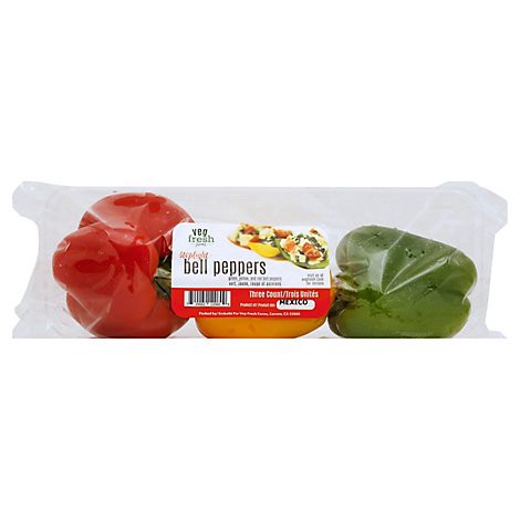 slide 1 of 1, Peppers Bell Peppers Stop Light Prepacked - 3 Count, 3 ct