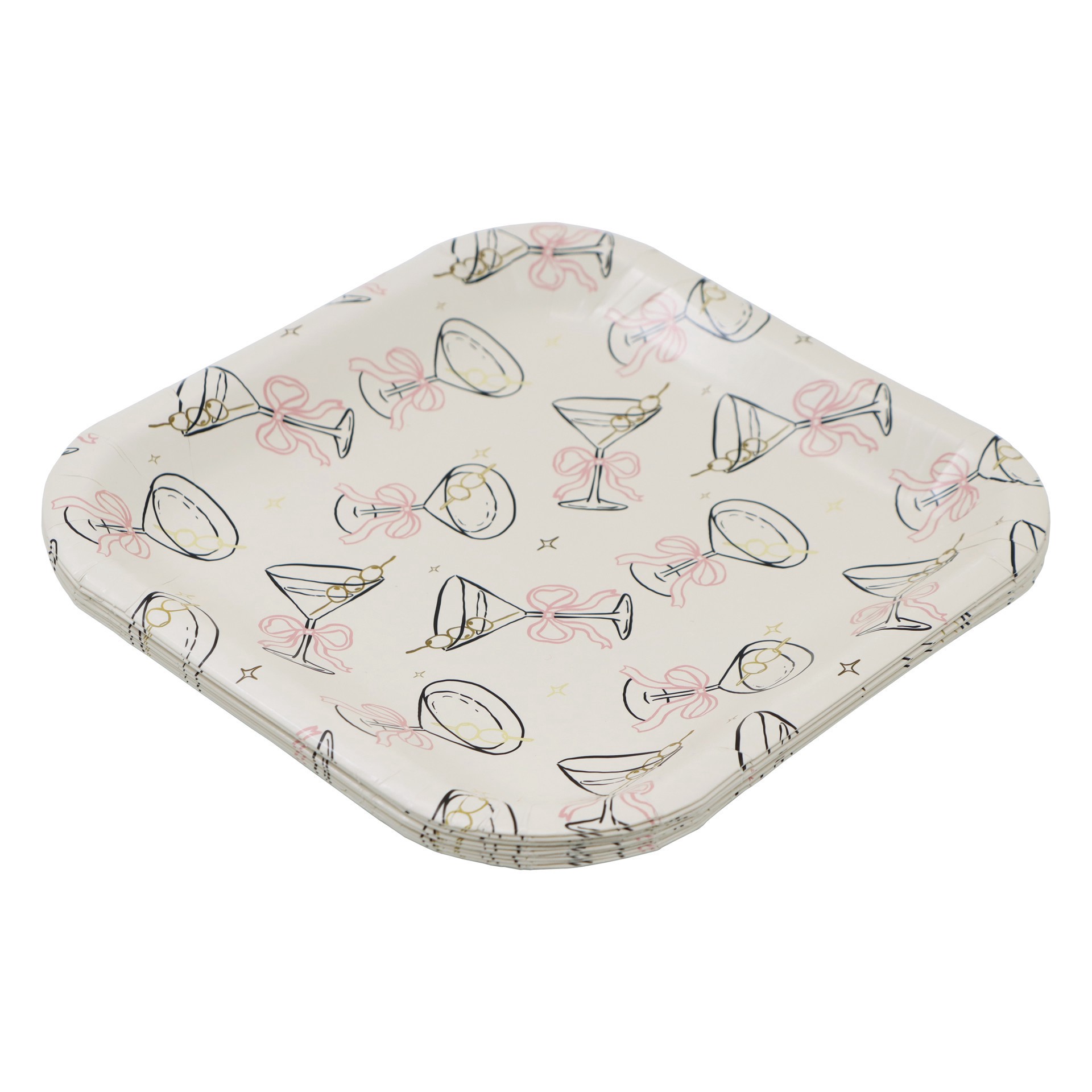 slide 3 of 3, 7" Square Martinis Snack Plates By Celebrate It, 7 in