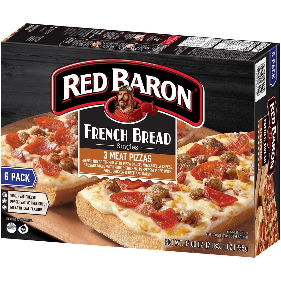 Red Baron Singles French Bread Three Meat Pizzas 6 ct; 33 oz | Shipt