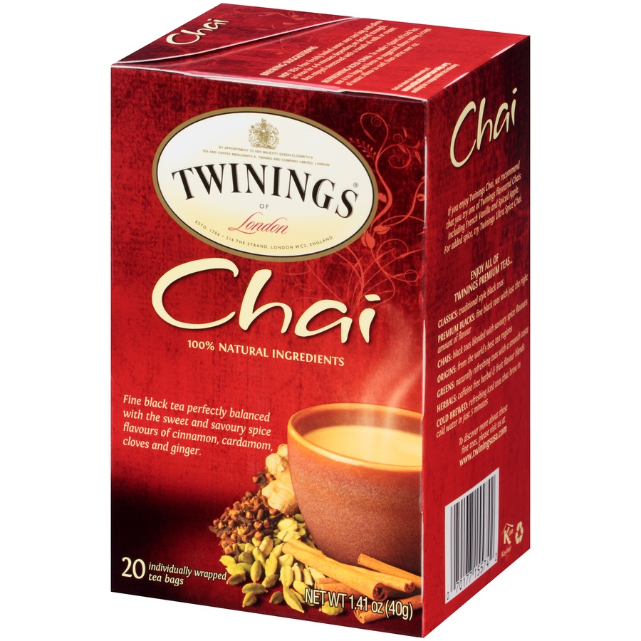 slide 3 of 7, Twinings Chai Flavoured Black Tea 20 Tea Bags, 20 ct