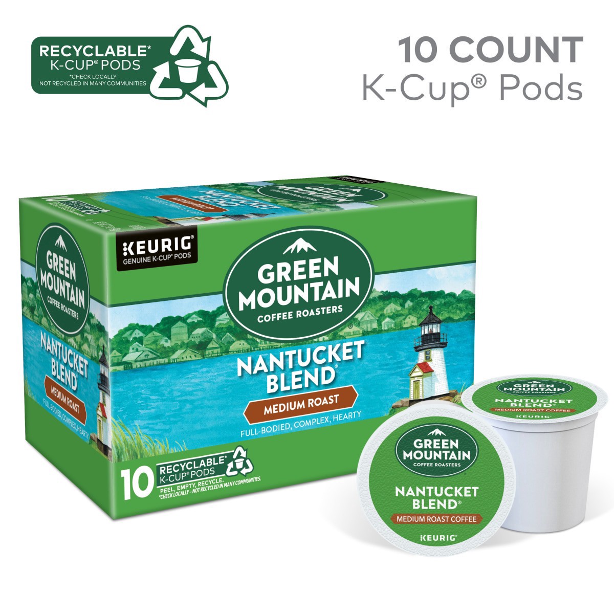 slide 19 of 29, Green Mountain Coffee Roasters Nantucket Blend Keurig Single-Serve K-Cup Pods, Medium Roast Coffee, 10 Count, 10 ct