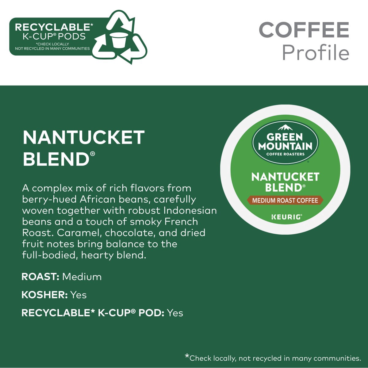 slide 14 of 29, Green Mountain Coffee Roasters Nantucket Blend Keurig Single-Serve K-Cup Pods, Medium Roast Coffee, 10 Count, 10 ct