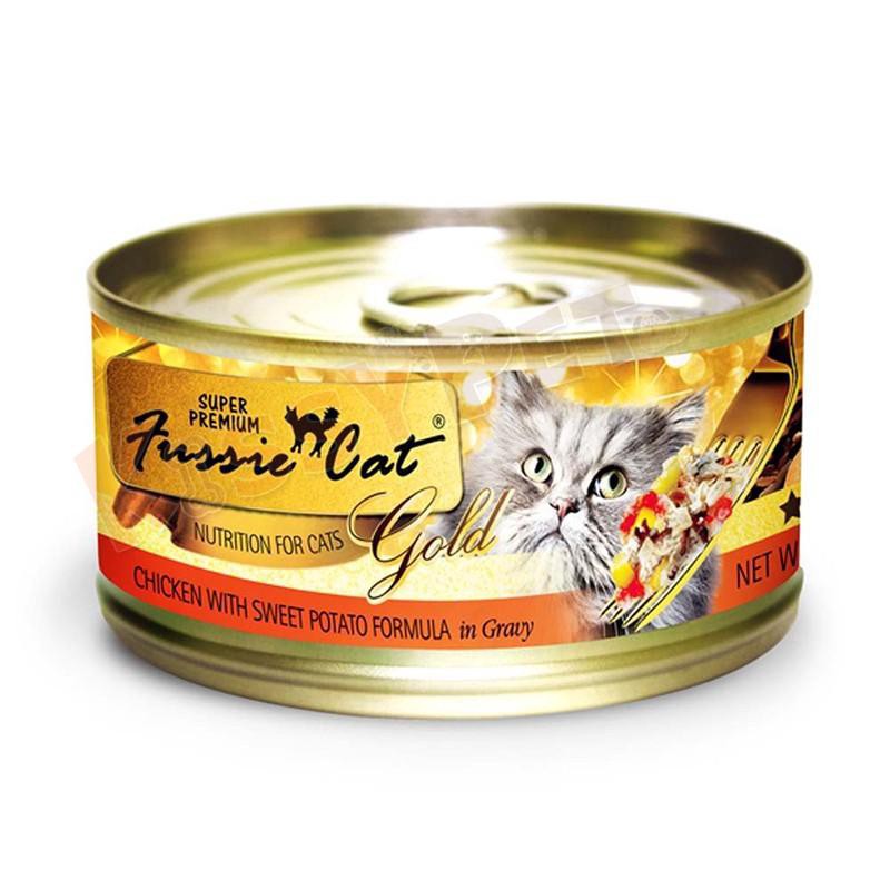 slide 1 of 1, Fussie Cat Canned Chckn Swt Ptto Cat Food, 2.82 oz