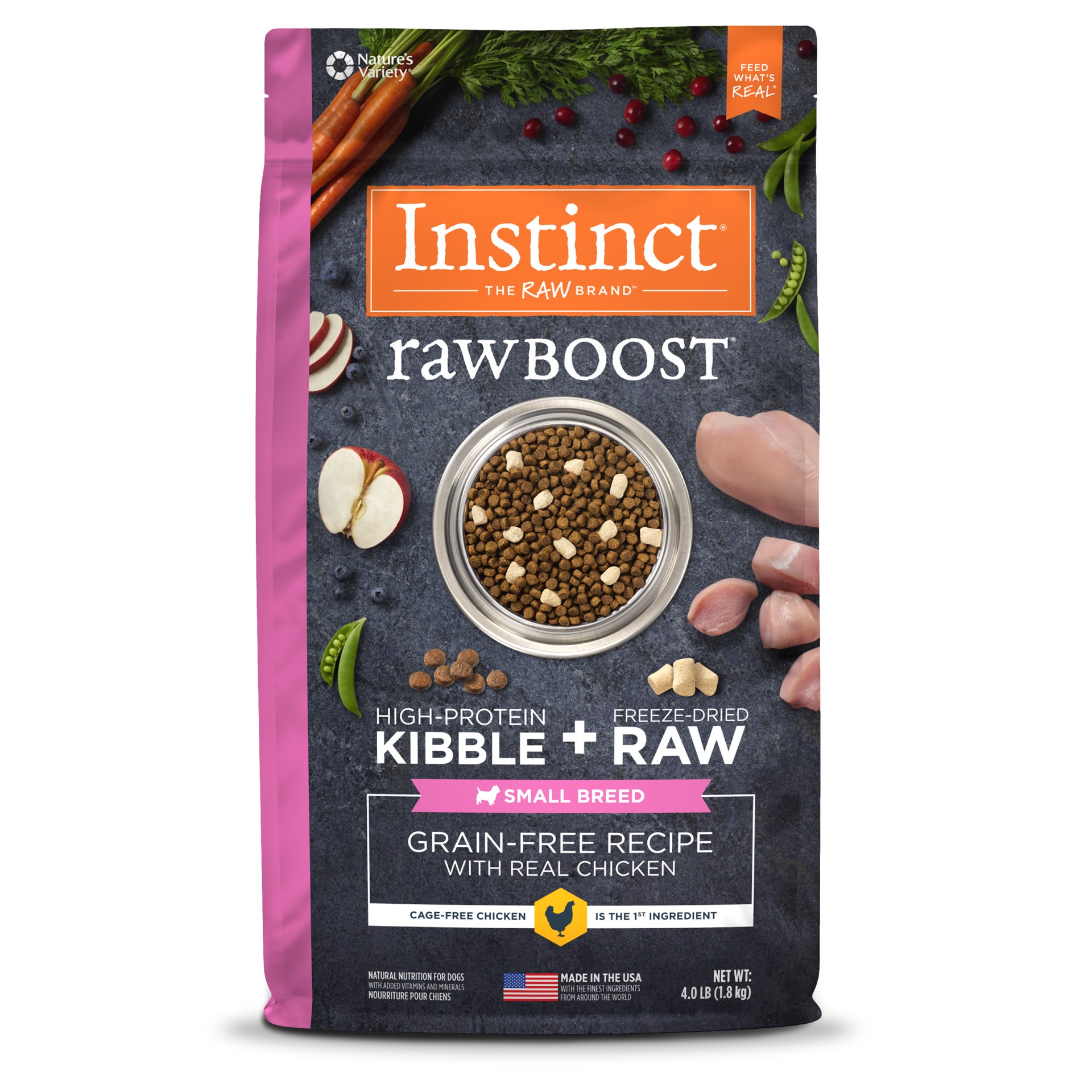 slide 1 of 8, Instinct Raw Boost Small Breed Chicken Dry Dog Food, 4 lb. Bag, 4 lb