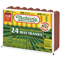 slide 5 of 5, Nathan's Bun Length 3lb. Beef Franks, 3 lb