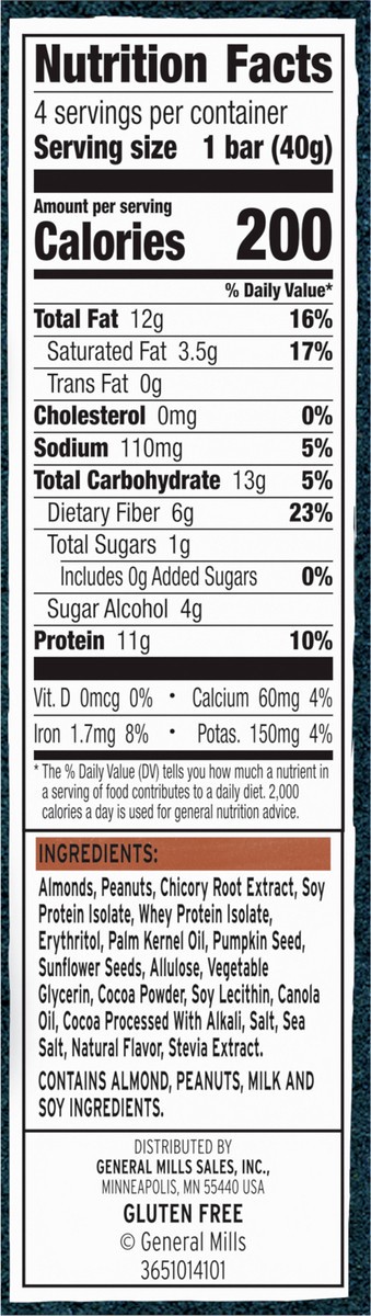 slide 5 of 9, :ratio Chewy Protein Bar, Chocolate Nut, 11g Protein, Keto Friendly, 5.6 OZ (4 Bars), 4 ct