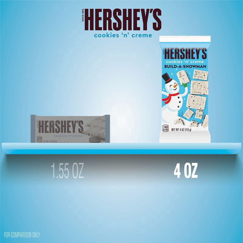 slide 3 of 6, HERSHEY'S Build-A-Snowman Cookies 'n' Creme, Christmas Candy Bar, 4 oz, 4 oz