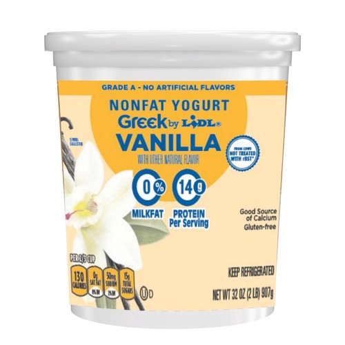 slide 1 of 1, nonfat Greek yogurt, vanilla, 32 oz