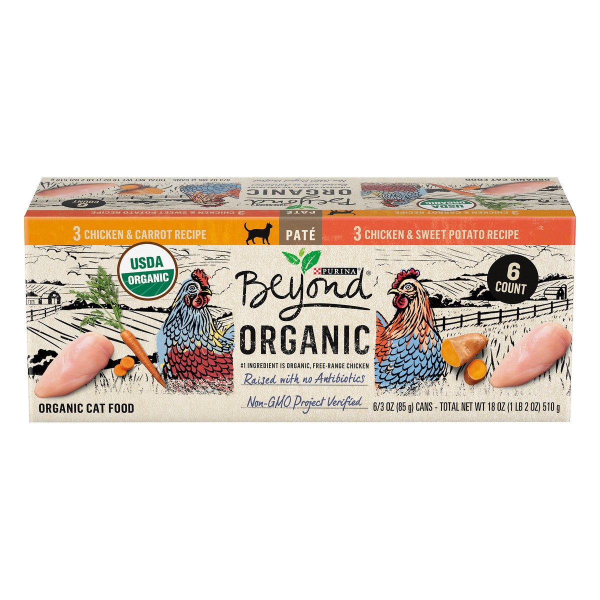 slide 2 of 16, Beyond Purina Beyond Organic Pate Wet Cat Food Variety Pack, Organic Chicken Adult Recipes, 18 oz
