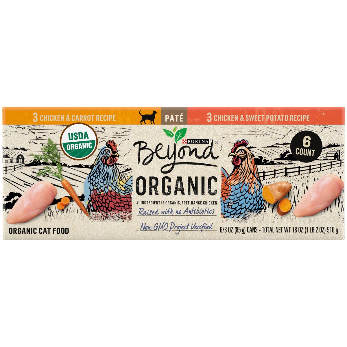 slide 9 of 16, Beyond Purina Beyond Organic Pate Wet Cat Food Variety Pack, Organic Chicken Adult Recipes, 18 oz
