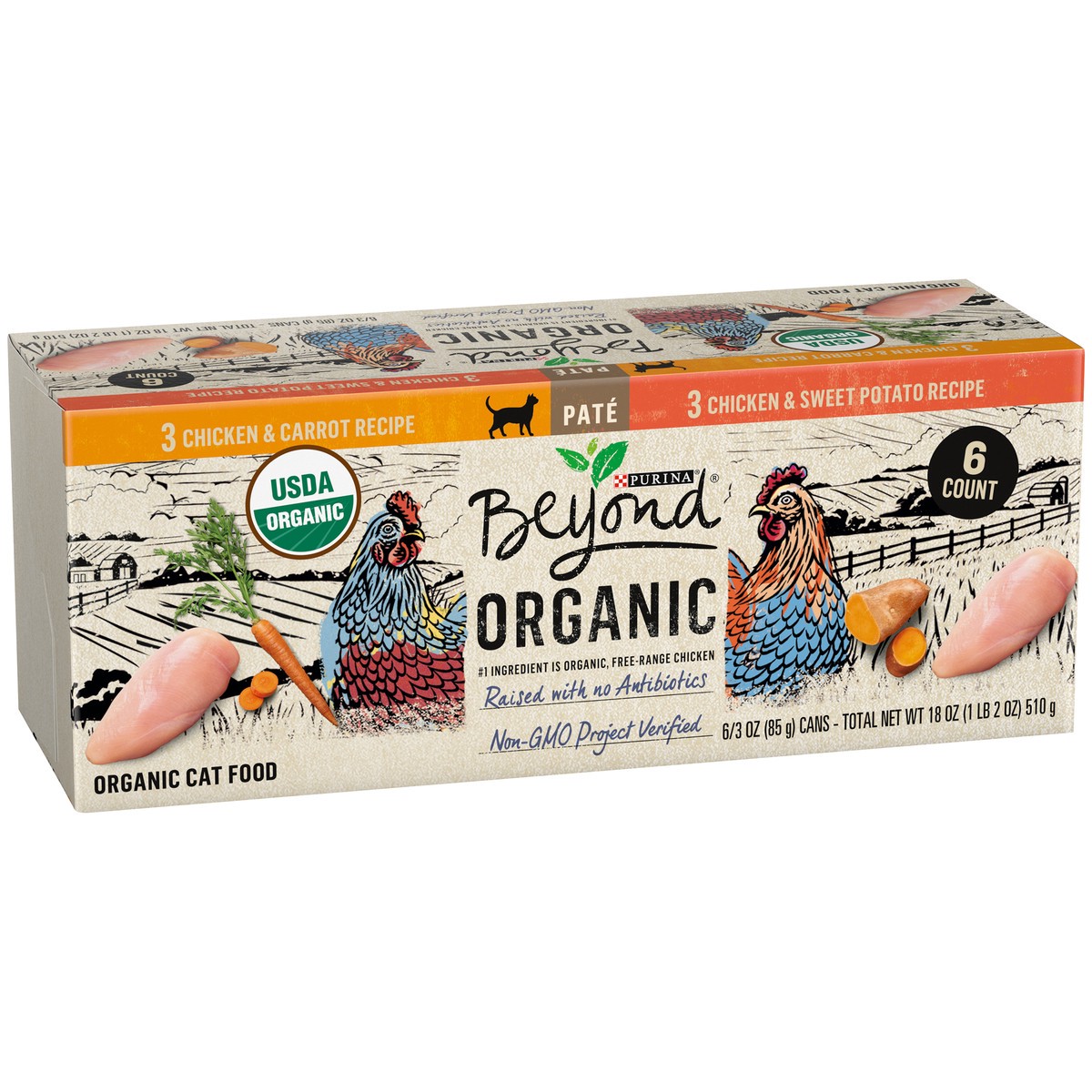 slide 4 of 16, Beyond Purina Beyond Organic Pate Wet Cat Food Variety Pack, Organic Chicken Adult Recipes, 18 oz