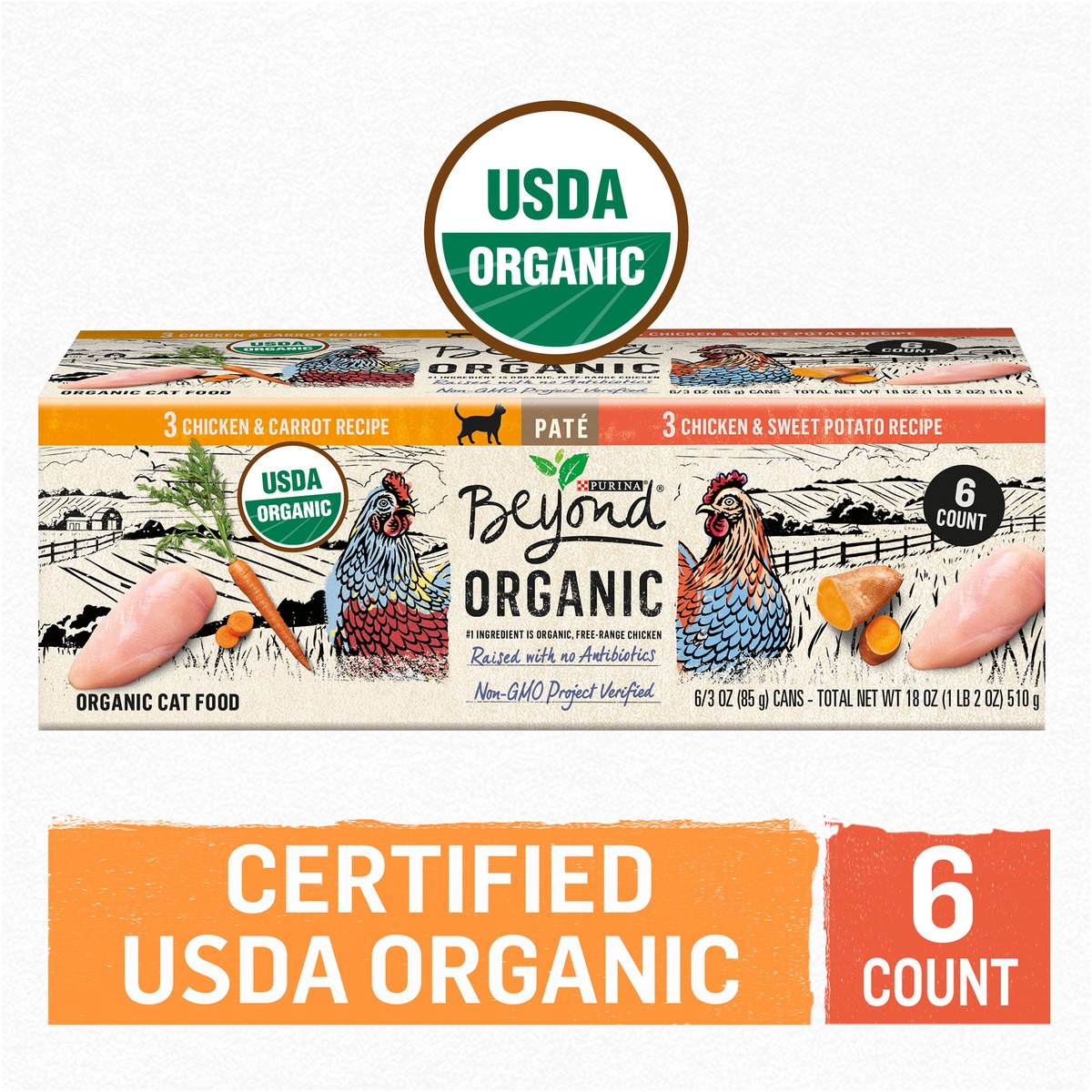 slide 7 of 16, Beyond Purina Beyond Organic Pate Wet Cat Food Variety Pack, Organic Chicken Adult Recipes, 18 oz