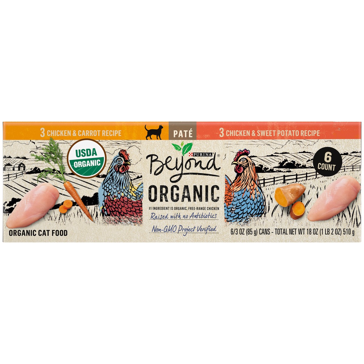 slide 8 of 16, Beyond Purina Beyond Organic Pate Wet Cat Food Variety Pack, Organic Chicken Adult Recipes, 18 oz