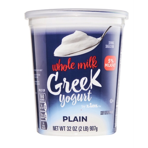 slide 1 of 1, Lidl plain Greek yogurt, whole milk, 32 oz