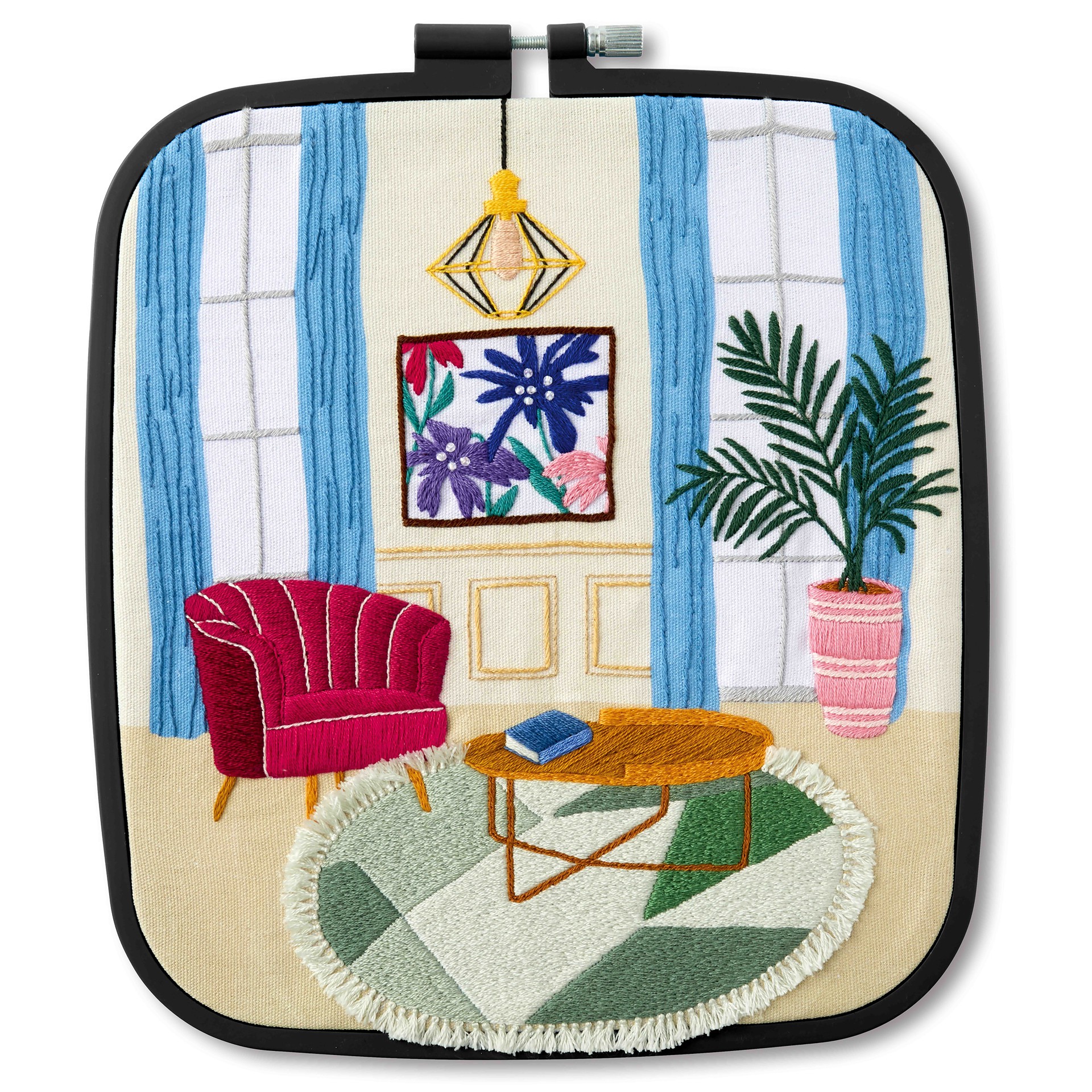 slide 1 of 3, 8.07" X 7.09" Embellished Daytime Sitting Room Embroidery Kit By Loops & Threads, 8.07 in x 7.09 in
