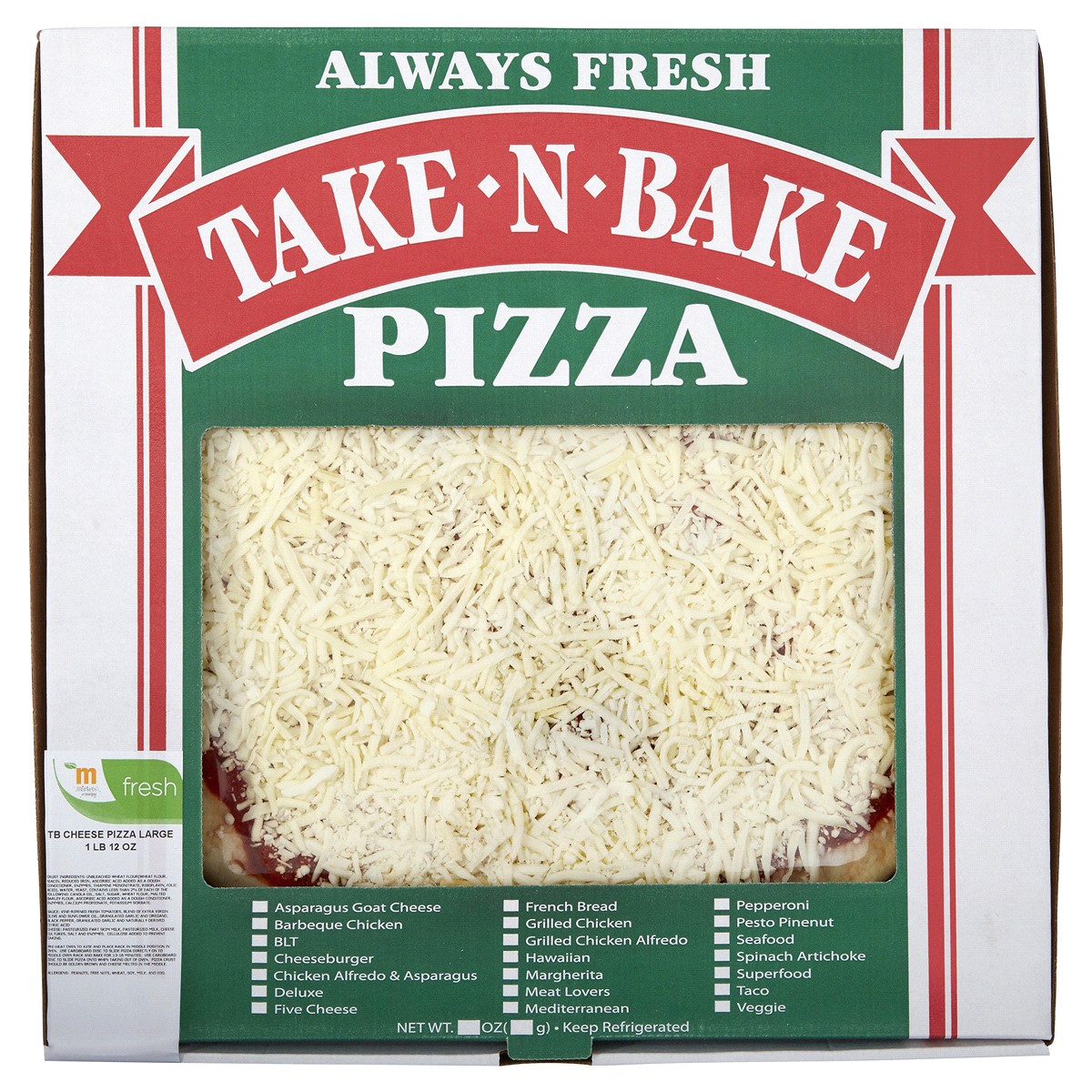 slide 1 of 1, Meijer Large Take & Bake Cheese Pizza, 1 ct