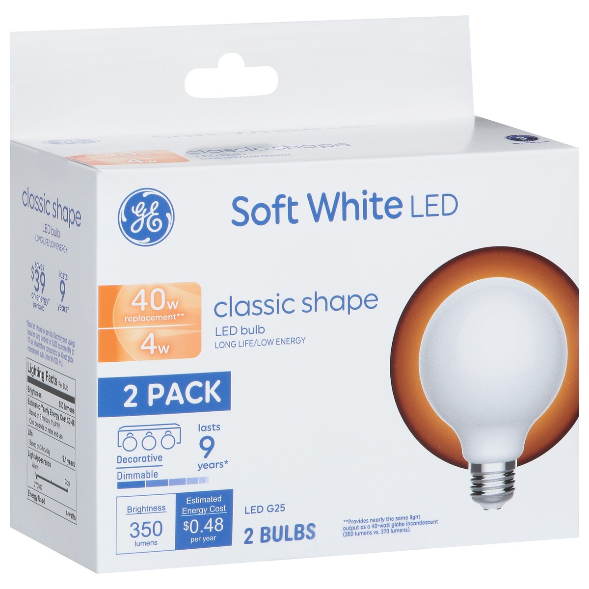 slide 5 of 9, GE 4 Watts Classic Shape Soft White LED Light Bulbs 2 Pack 2 ea, 2 ct