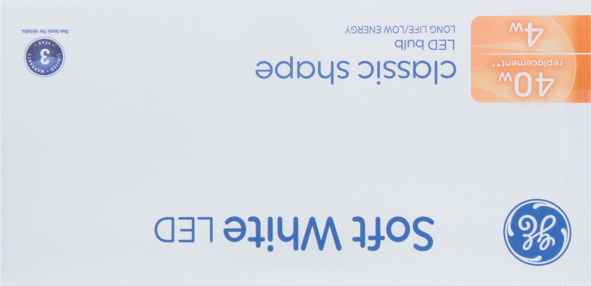 slide 7 of 9, GE 4 Watts Classic Shape Soft White LED Light Bulbs 2 Pack 2 ea, 2 ct