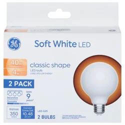 GE 4 Watts Classic Shape Soft White LED Light Bulbs 2 Pack 2 ea