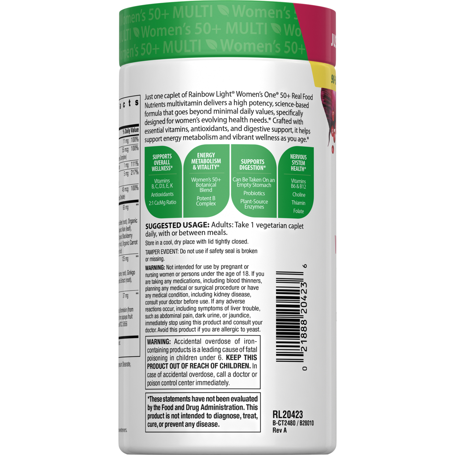 slide 2 of 8, Rainbow Light Women's One 50+ High Potency Daily Multivitamin 90 Vegetarian Tablets, 90 ct