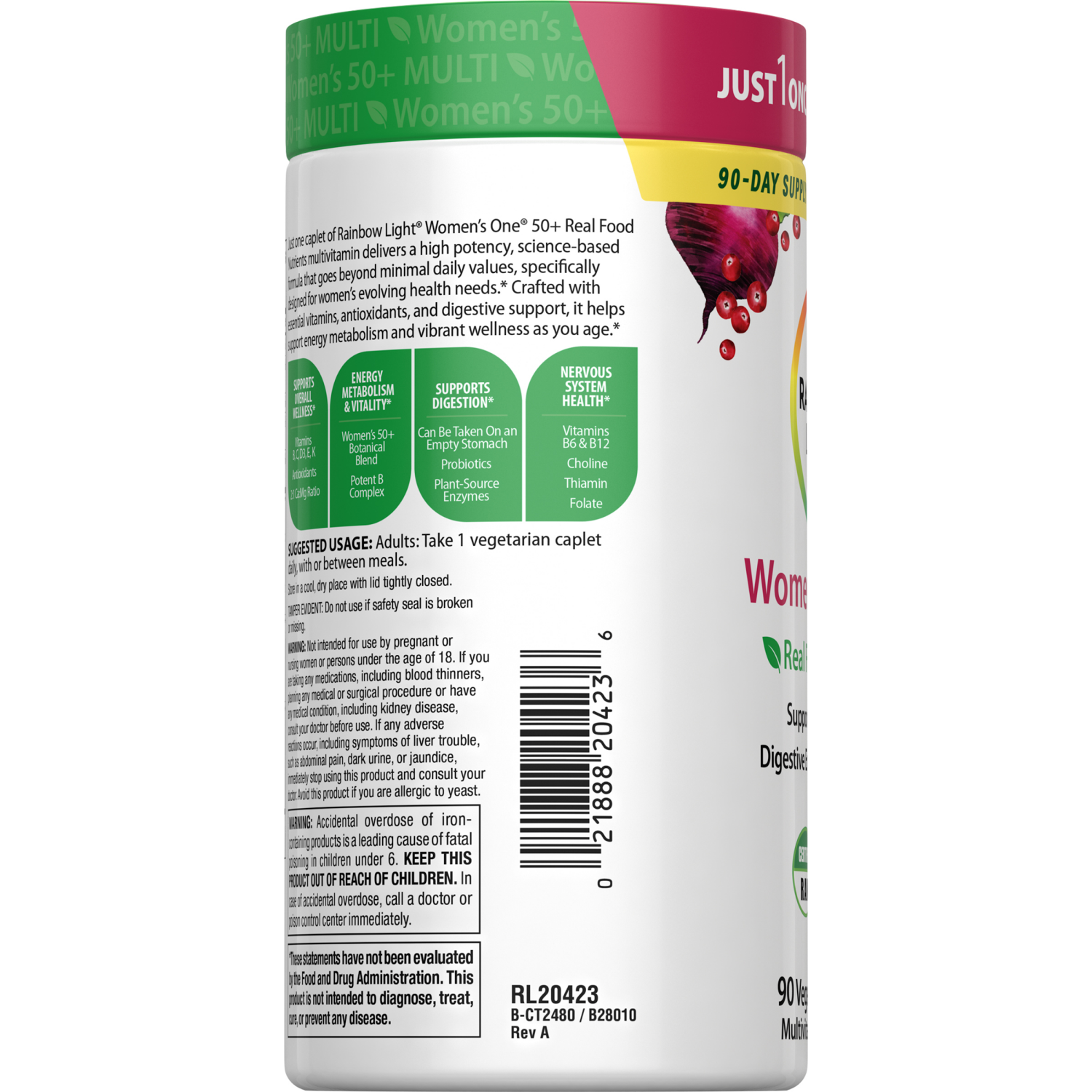 slide 4 of 8, Rainbow Light Women's One 50+ High Potency Daily Multivitamin 90 Vegetarian Tablets, 90 ct