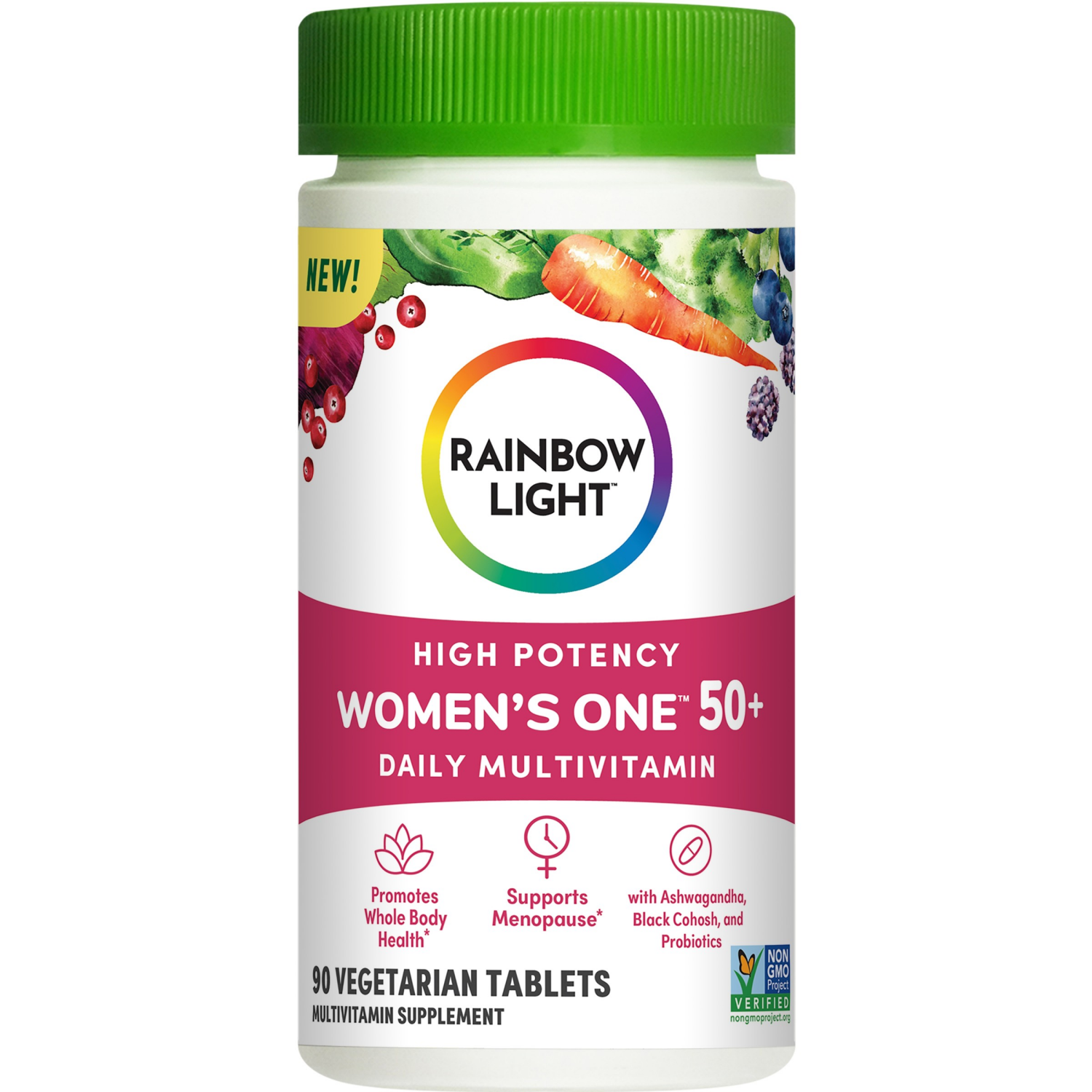 slide 6 of 8, Rainbow Light Women's One 50+ High Potency Daily Multivitamin 90 Vegetarian Tablets, 90 ct