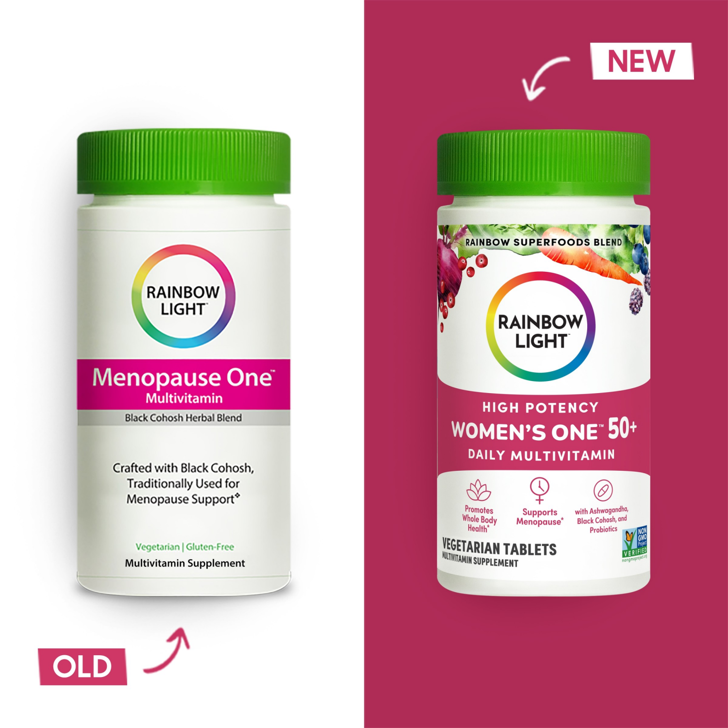 slide 7 of 8, Rainbow Light Women's One 50+ High Potency Daily Multivitamin 90 Vegetarian Tablets, 90 ct