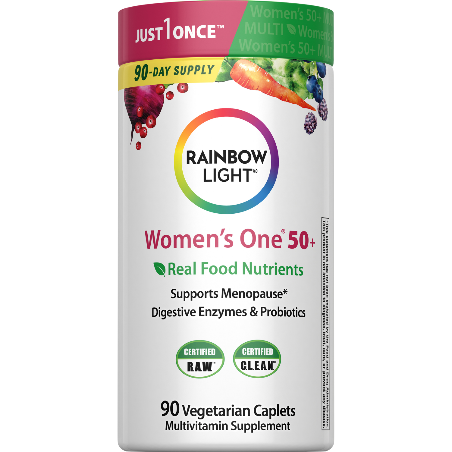 slide 1 of 8, Rainbow Light Women's One 50+ High Potency Daily Multivitamin 90 Vegetarian Tablets, 90 ct