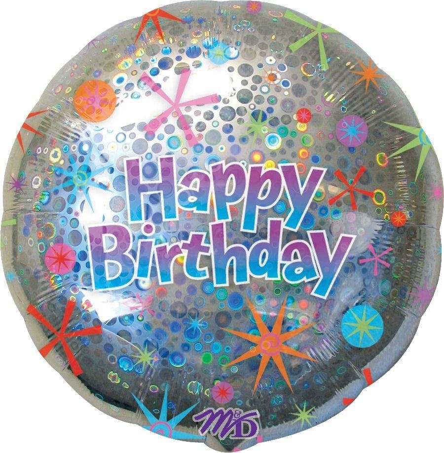 slide 1 of 1, Party City Holographic Celebration Happy Birthday (Uninflated) Balloon, 1 ct