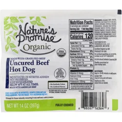 Nature's Promise Organic Grass-fed Uncured Beef Hot Dogs - 8 ct