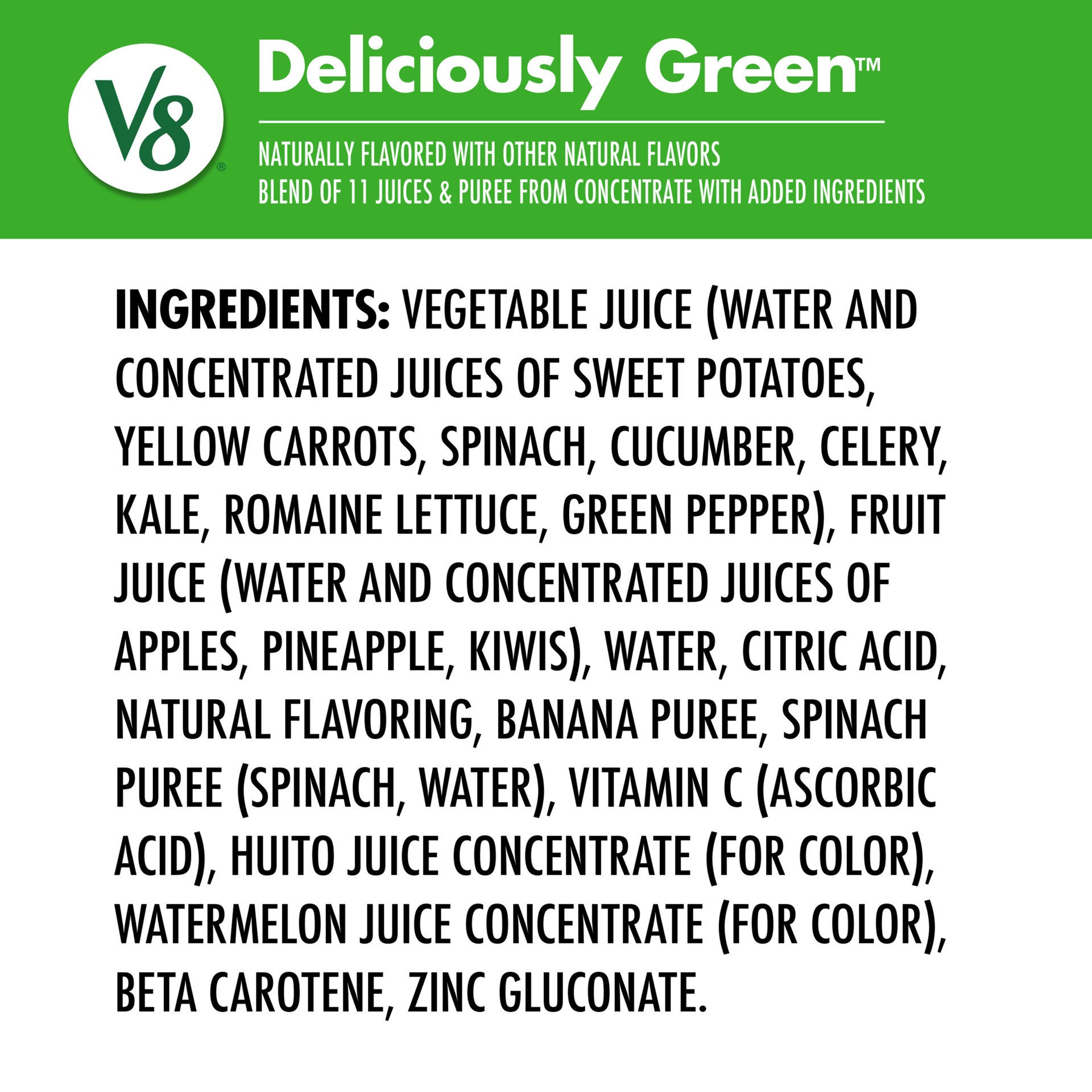 slide 2 of 7, V8 Deliciously Green 100% Fruit and Vegetable Juice, 46 oz
