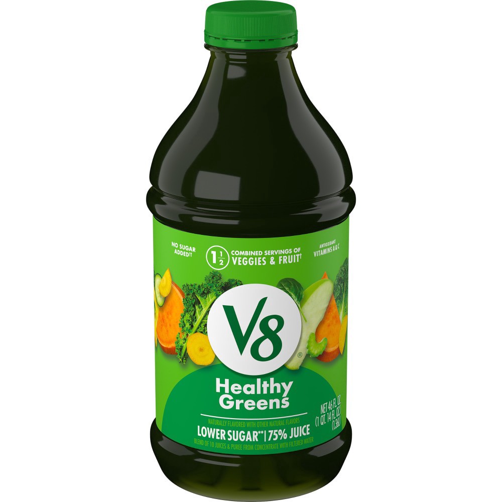 slide 1 of 7, V8 Deliciously Green 100% Fruit and Vegetable Juice, 46 fl oz Bottle, 46 oz