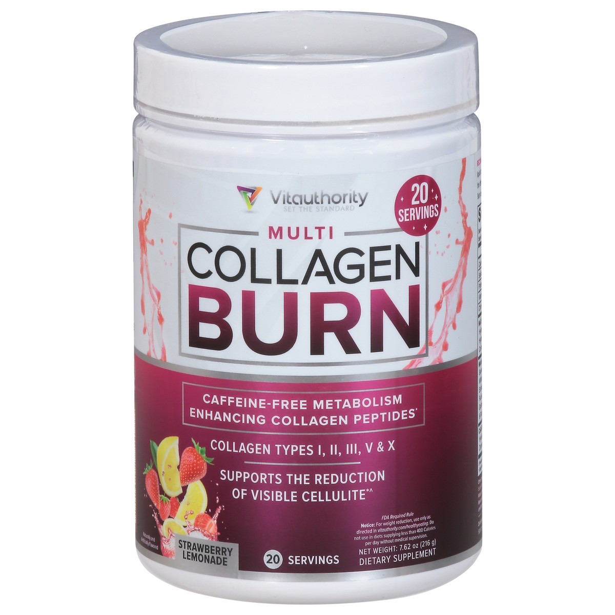 slide 7 of 14, Vitauthority Multi Collagen Burn Strawberry Lemonade Flavor, 1 ct
