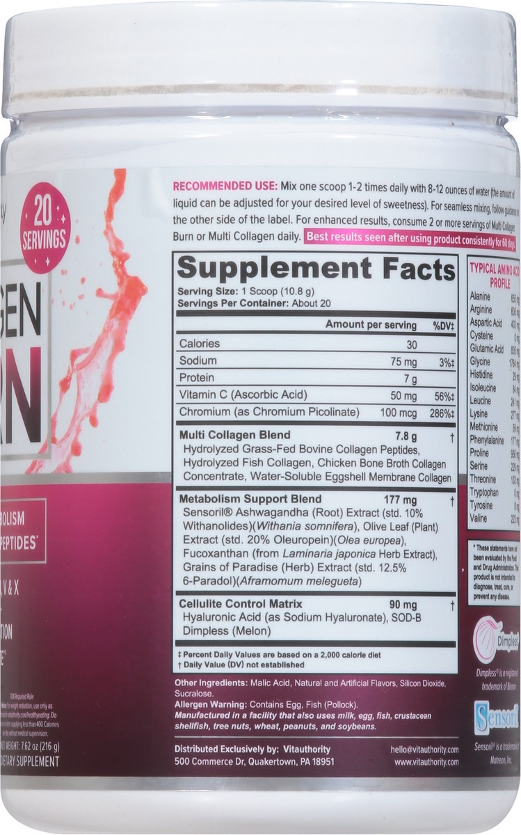 slide 8 of 14, Vitauthority Multi Collagen Burn Strawberry Lemonade Flavor, 1 ct