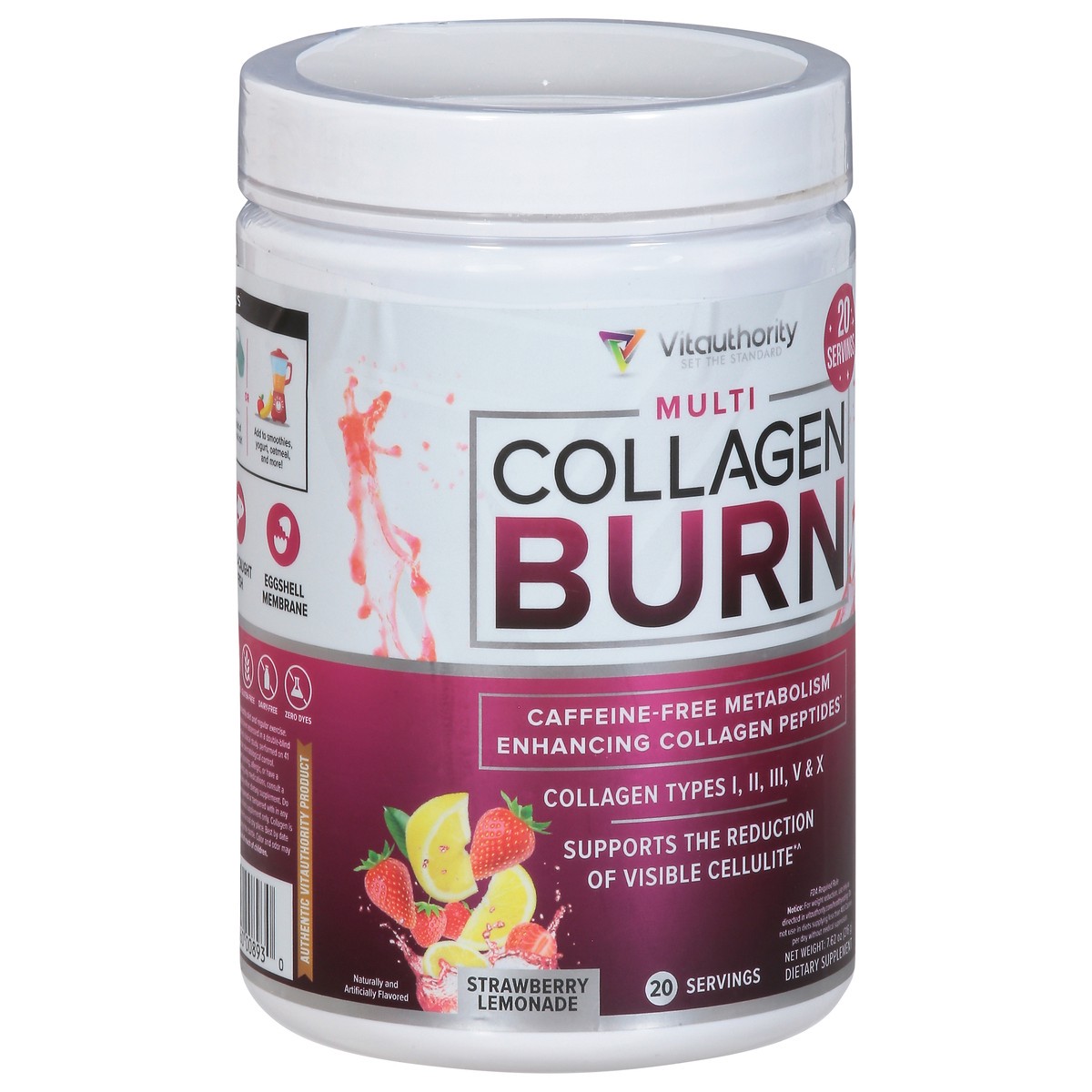 slide 2 of 14, Vitauthority Multi Collagen Burn Strawberry Lemonade Flavor, 1 ct