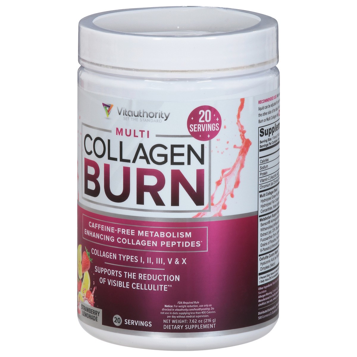 slide 11 of 14, Vitauthority Multi Collagen Burn Strawberry Lemonade Flavor, 1 ct