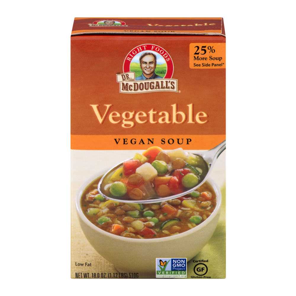 slide 1 of 1, Dr. McDougall's All Natural Gluten Free Vegetable Soup, 18 oz