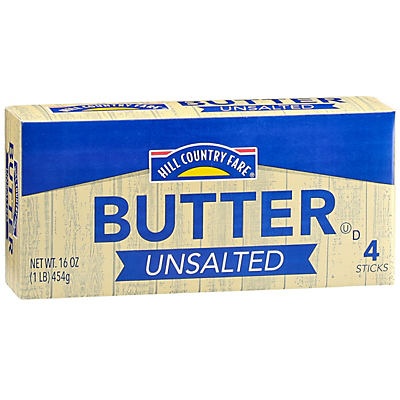 slide 1 of 1, Hill Country Fare Unsalted Butter Sticks, 4 ct